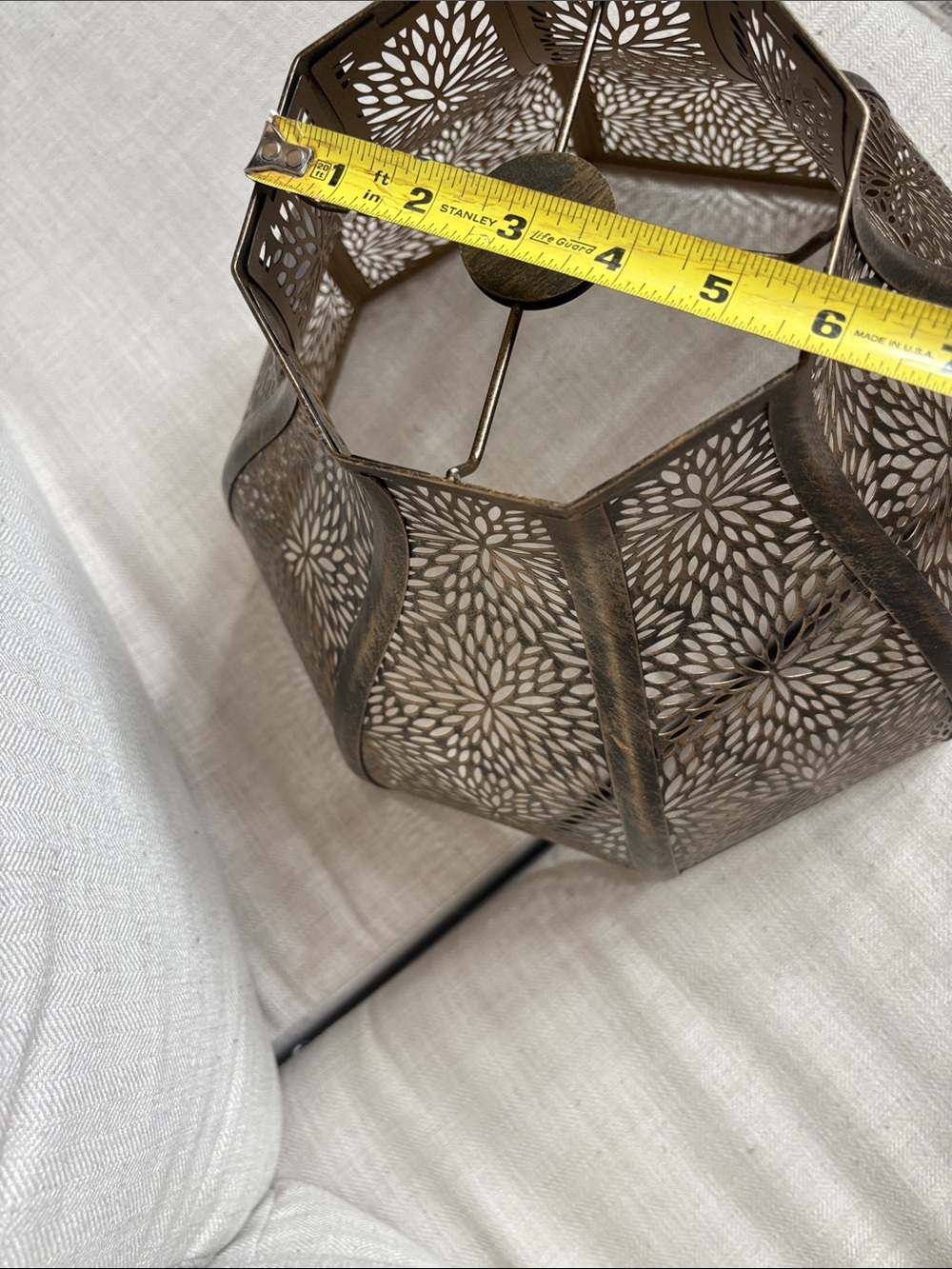 SWAIFDEE Eight-Petal Lotus Metal Lamp Shade Antique Bronze Etched Floral Décor - Picture 15 of 15